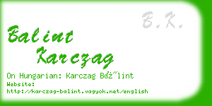 balint karczag business card